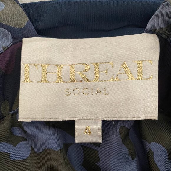 Thread Social Size 4 Silk Fitted Blue Dress - Picture 4 of 4